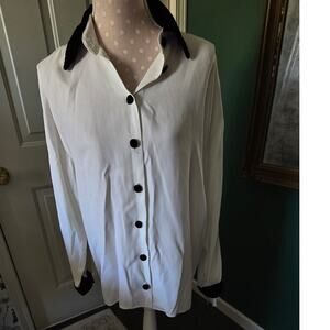 Amazing Vintage NWT MJ Carroll Black and White Oversized Blouse